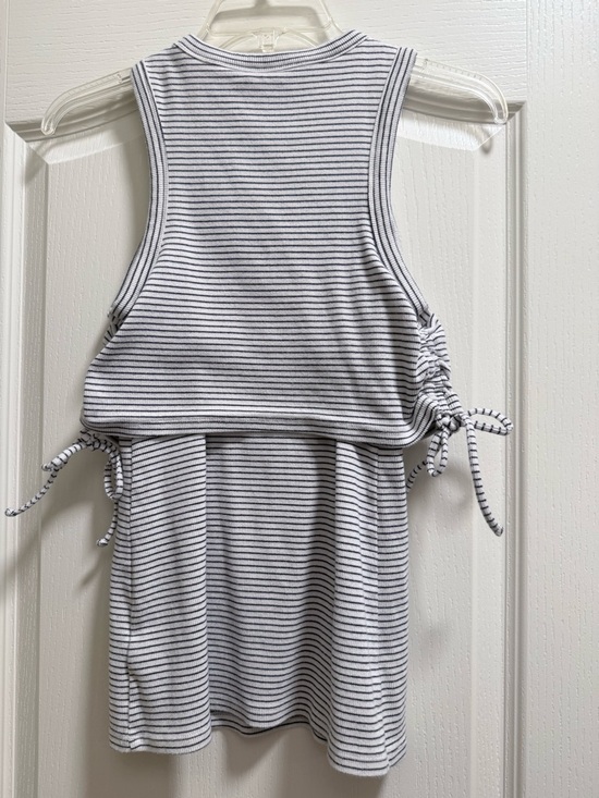 Old Navy White and Navy Striped Ribbed Nursing Tank - Picture 4 of 7